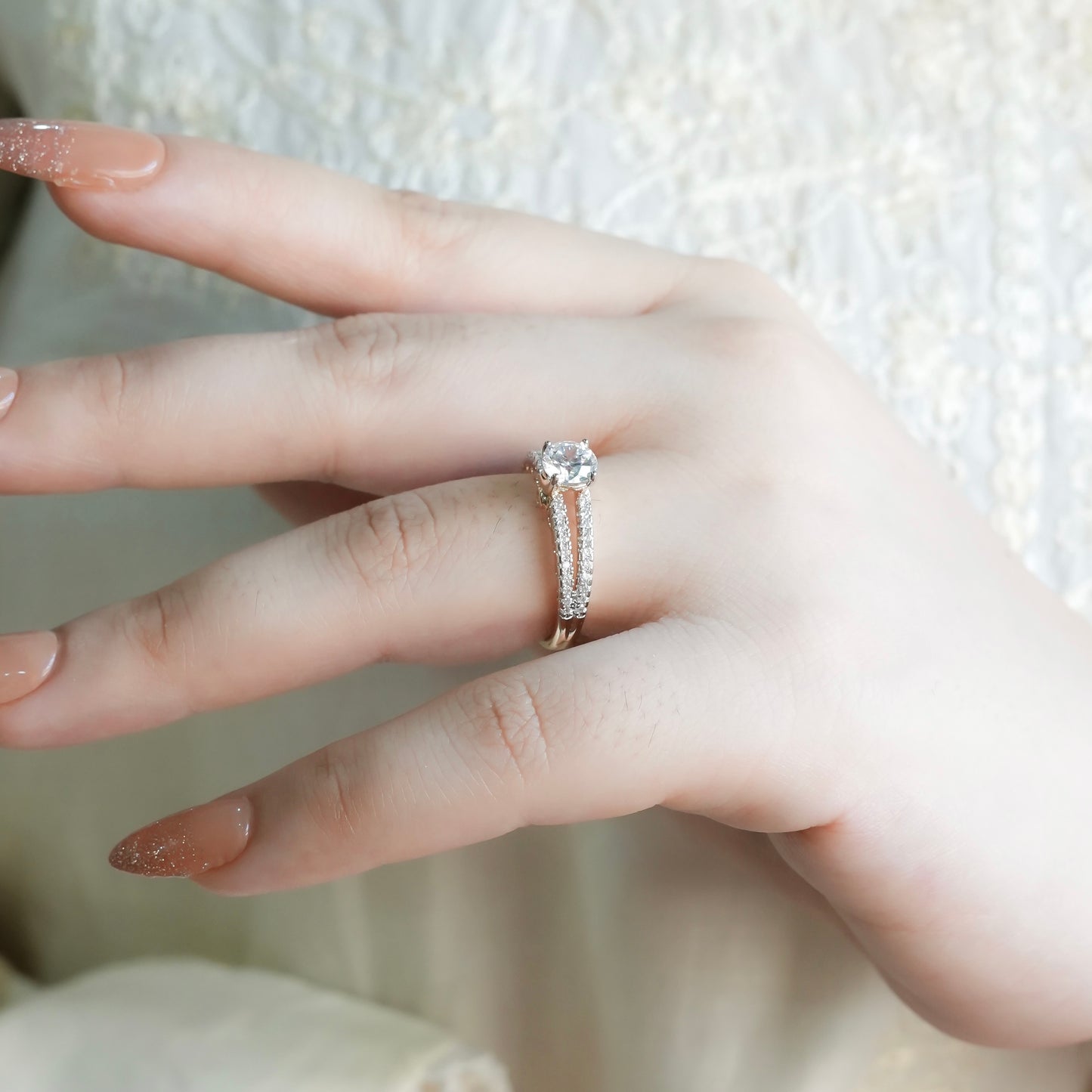 White Stone Signature Ring