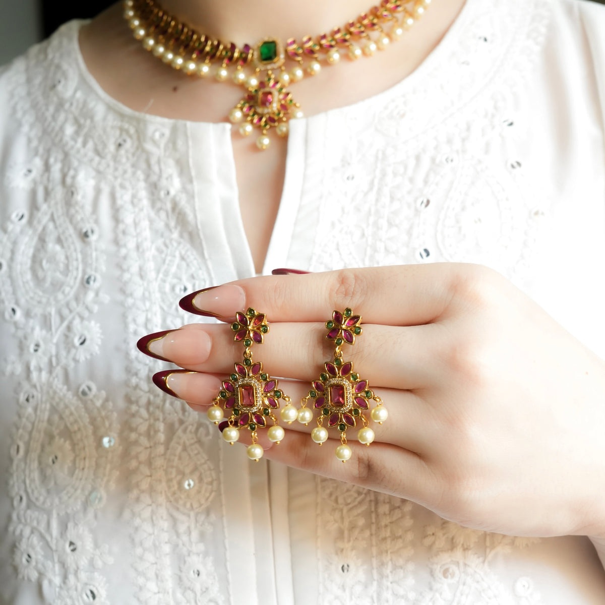 Pink Petal Necklace Set