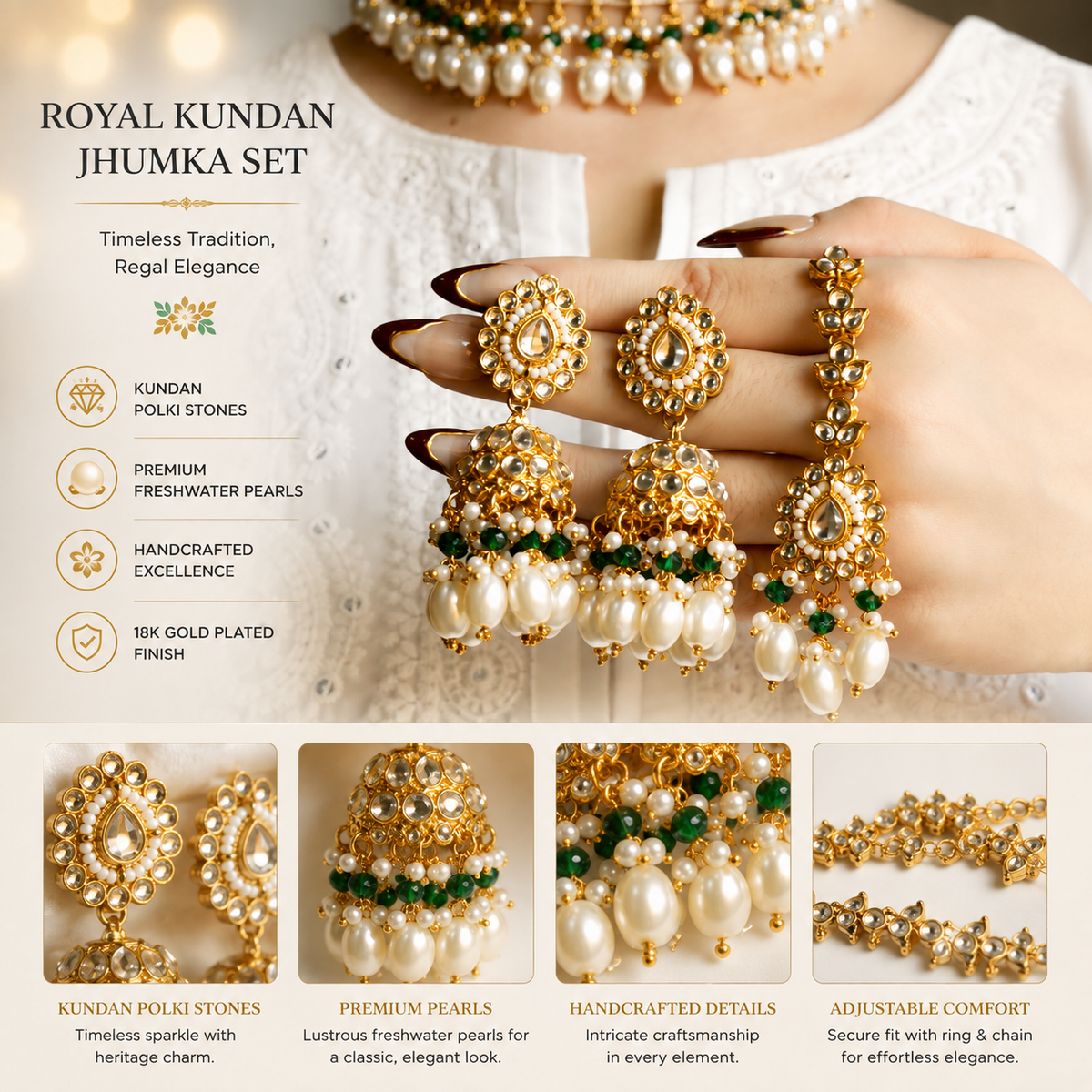 Royal Pearl Kundan Necklace Set