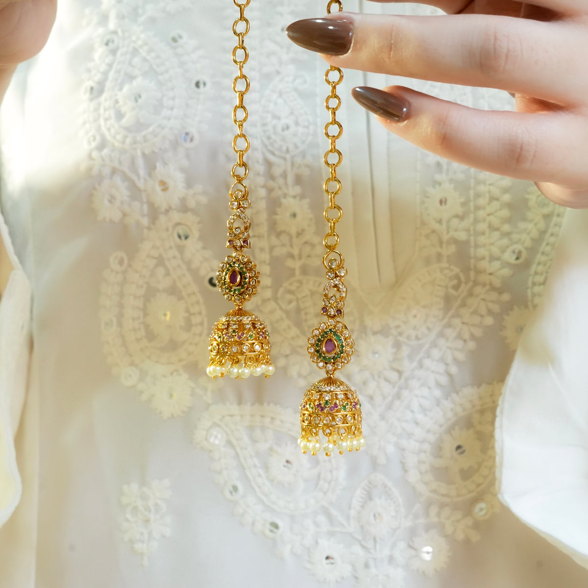 Royal Jhumkies with saharas