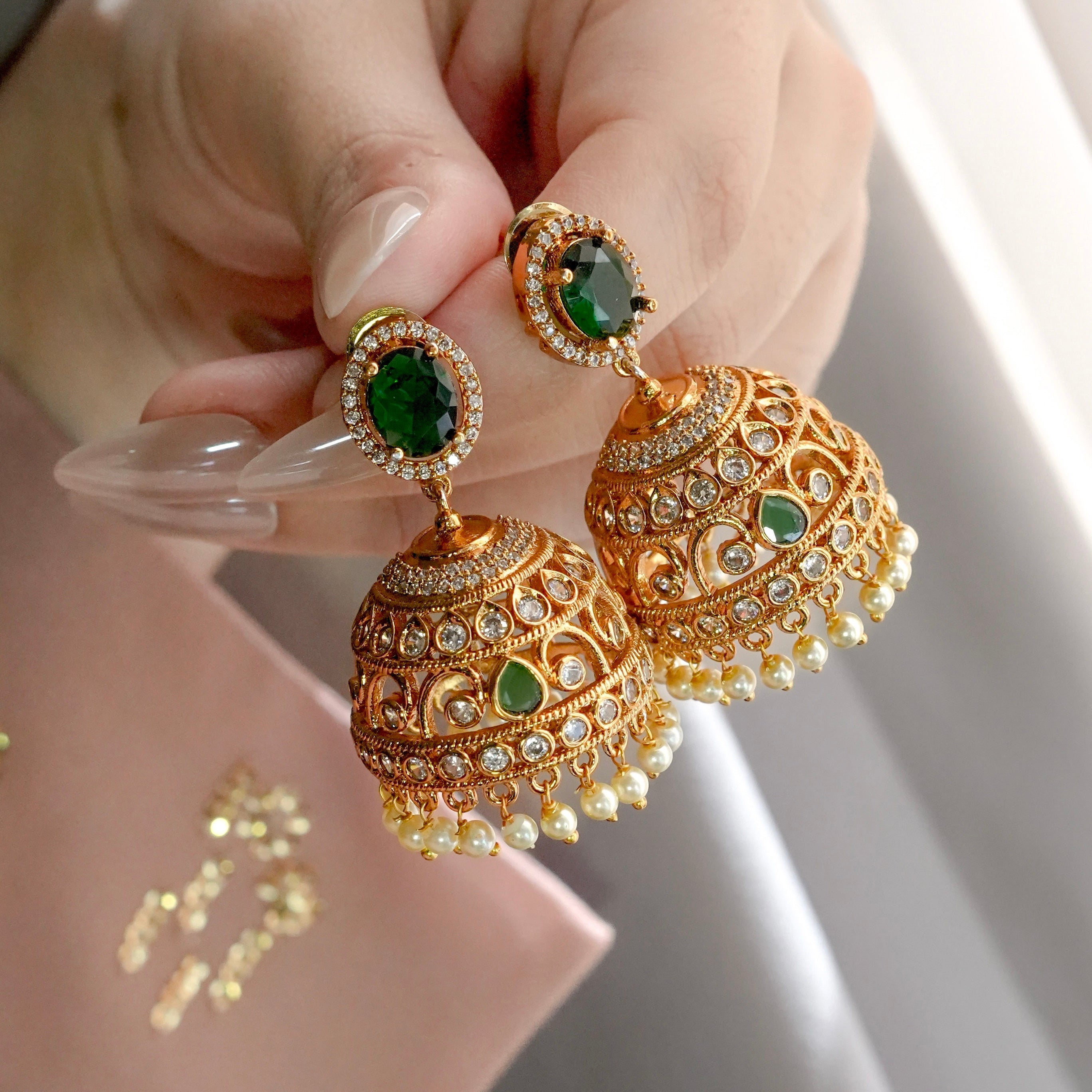 Emerald Ember Jhumki