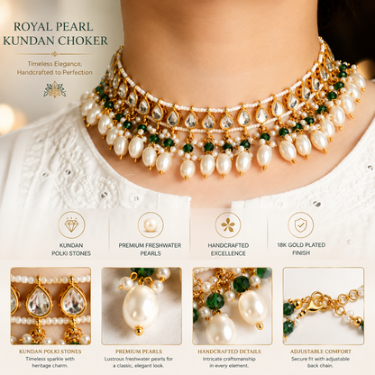 Royal Pearl Kundan Necklace Set