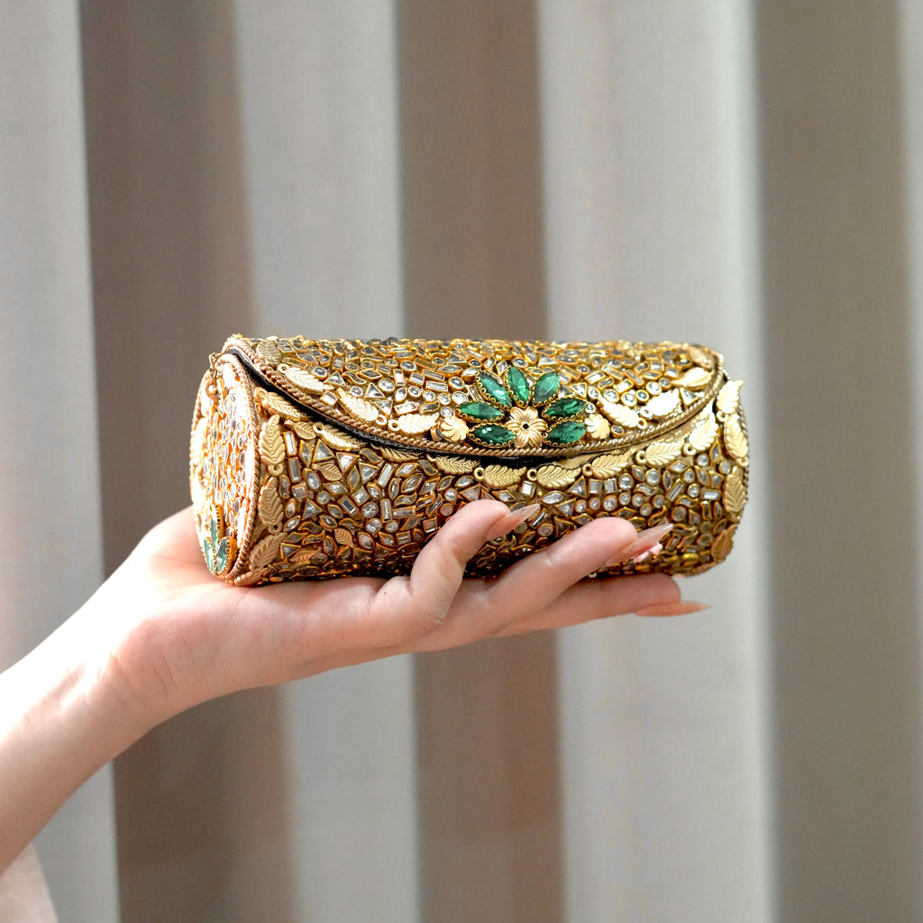 Emerald Kundan Clutch(Large Size)