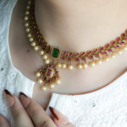 Pink Petal Necklace Set