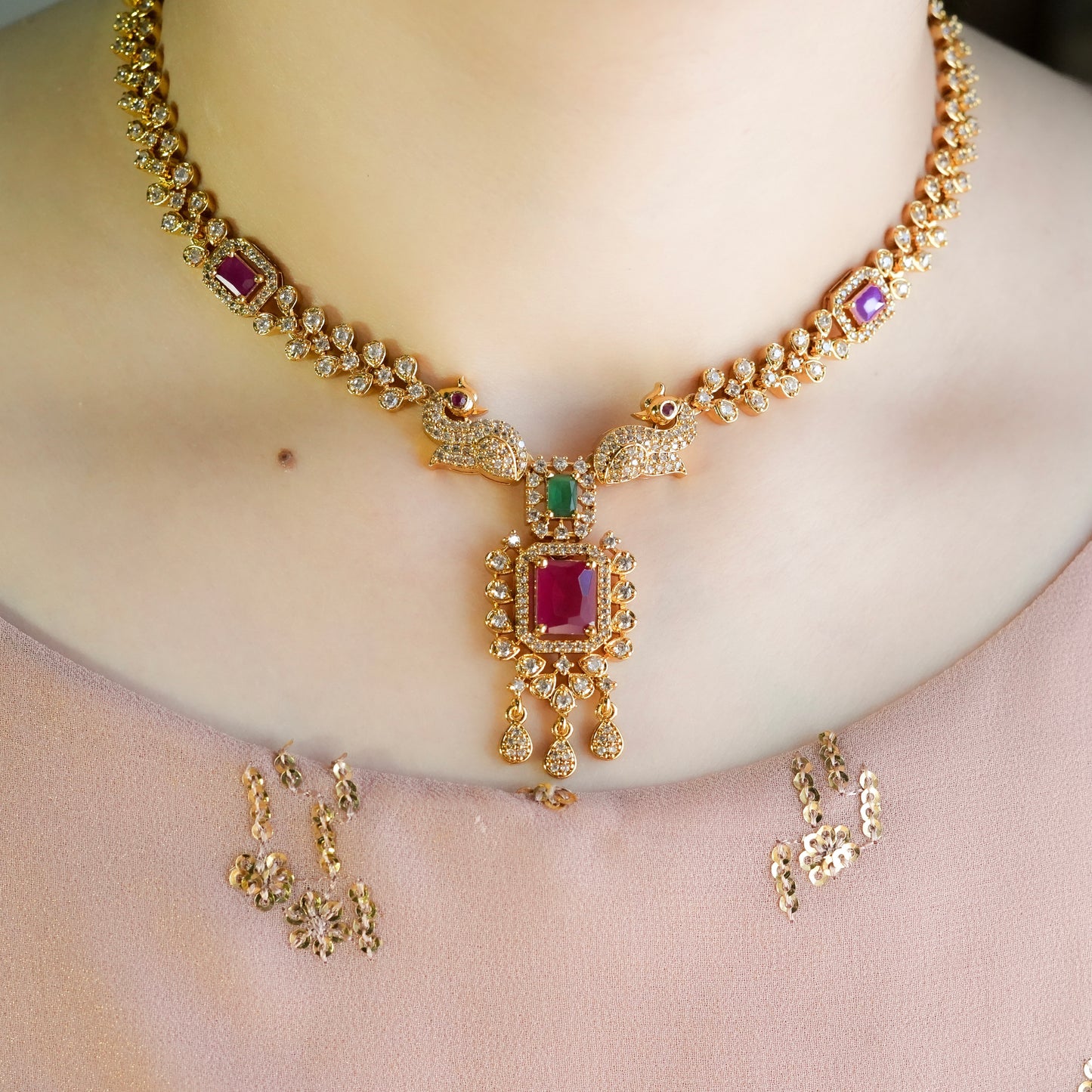 Peacock Dream Set (Micro-Gold Plated)