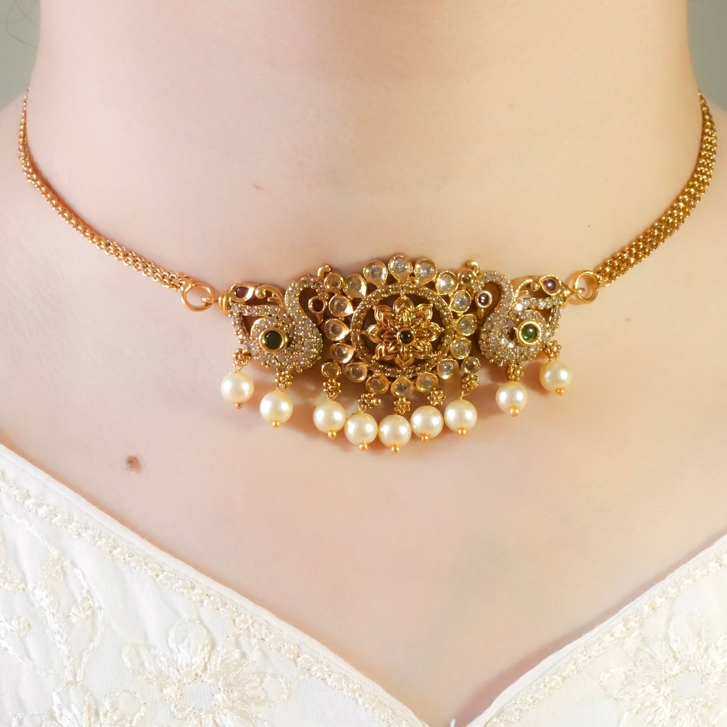 Peacock Choker Set(Micro Gold-Plated)