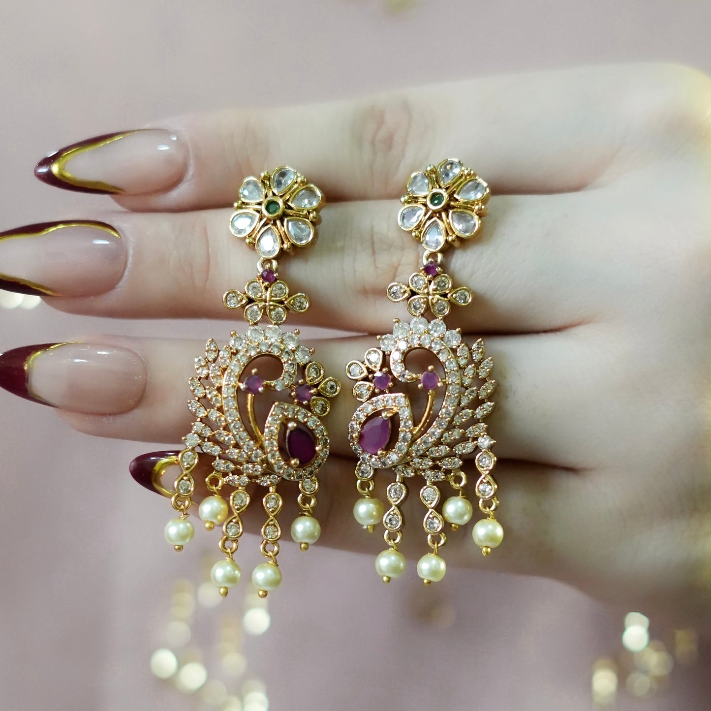 Pink stone earrings