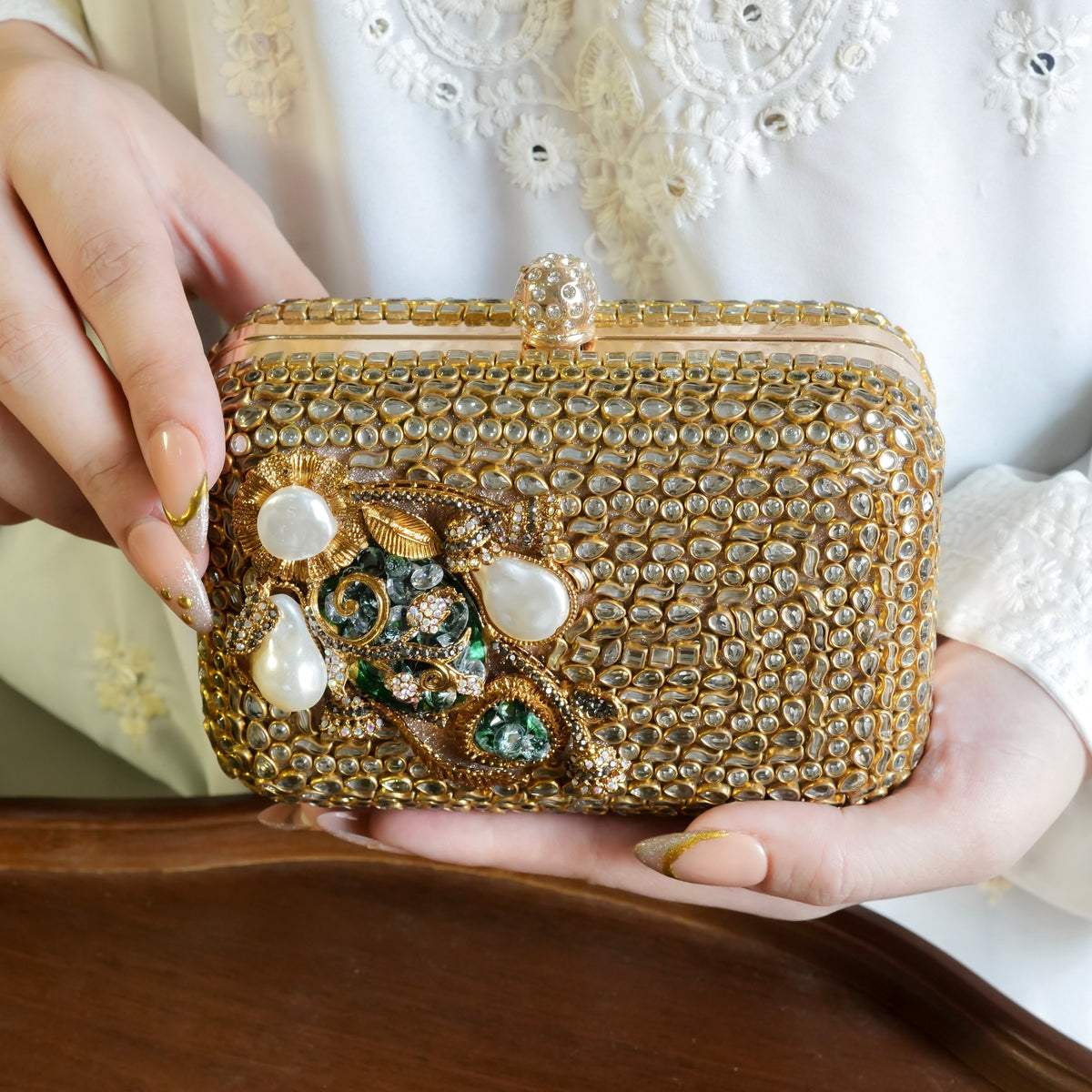 Bloom Kundan Clutch