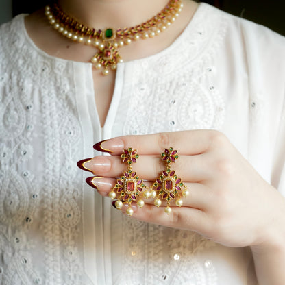 Pink Petal Necklace Set