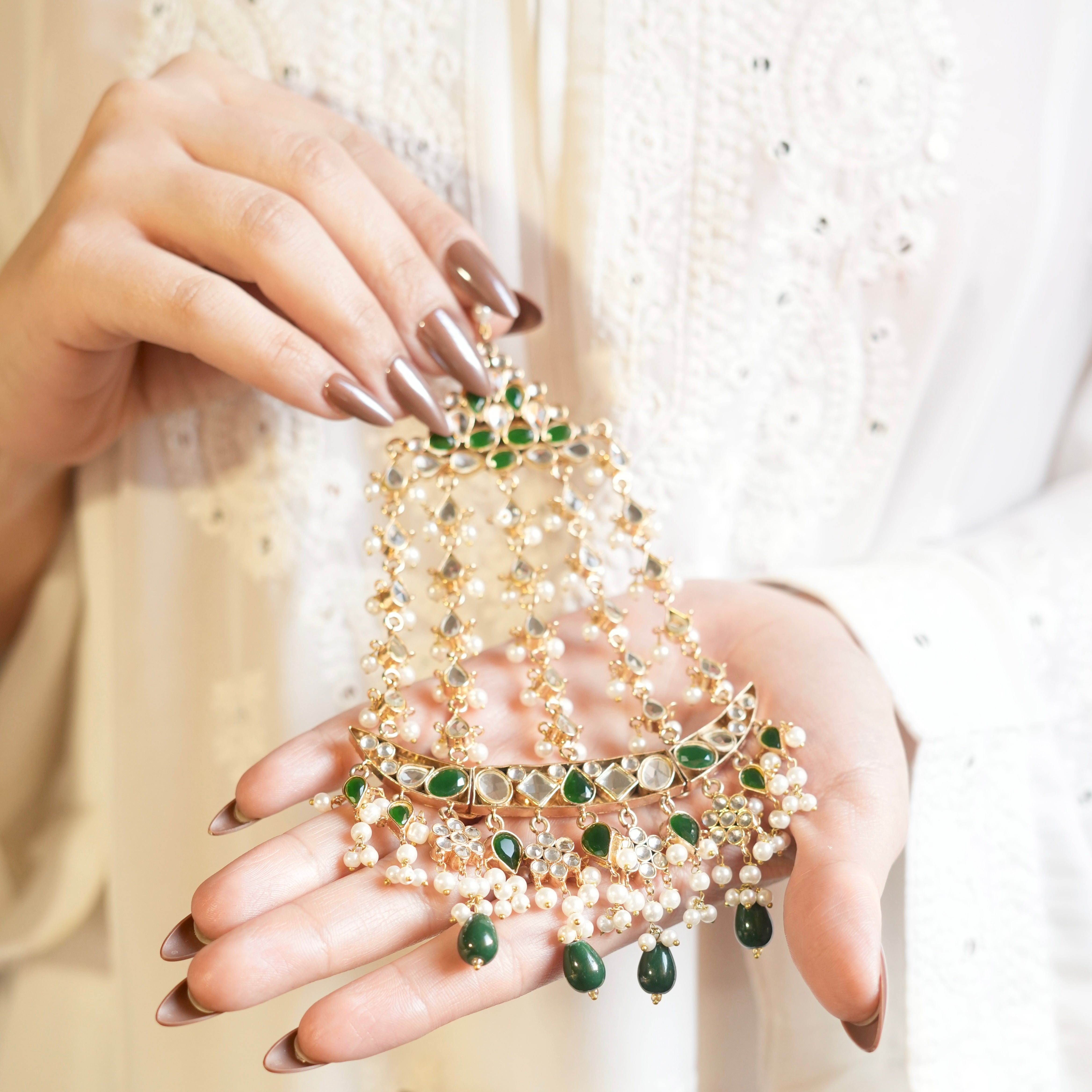 Jhumar Emerald Pearl