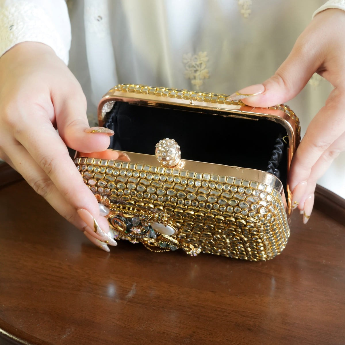 Bloom Kundan Clutch