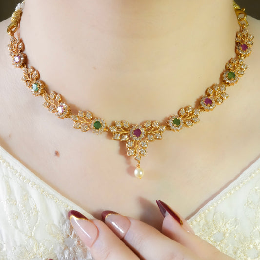 Petals Necklace set(Micro Gold-Plated)