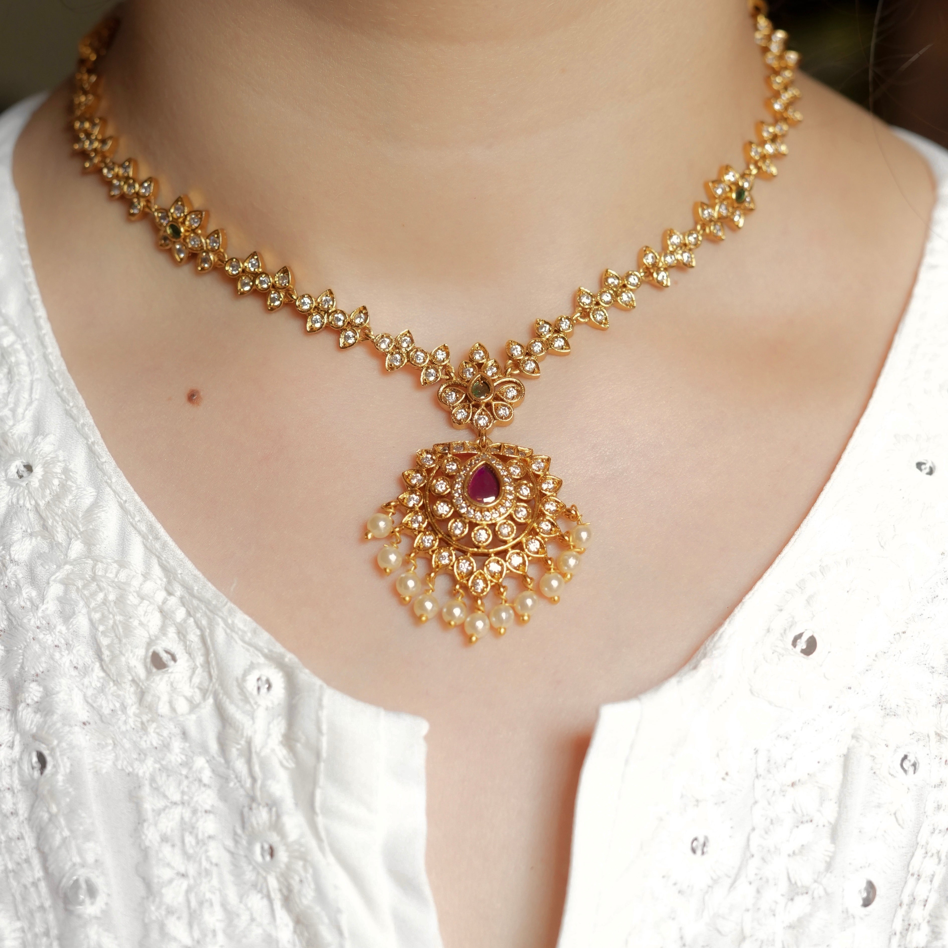 White Charm Necklace Set