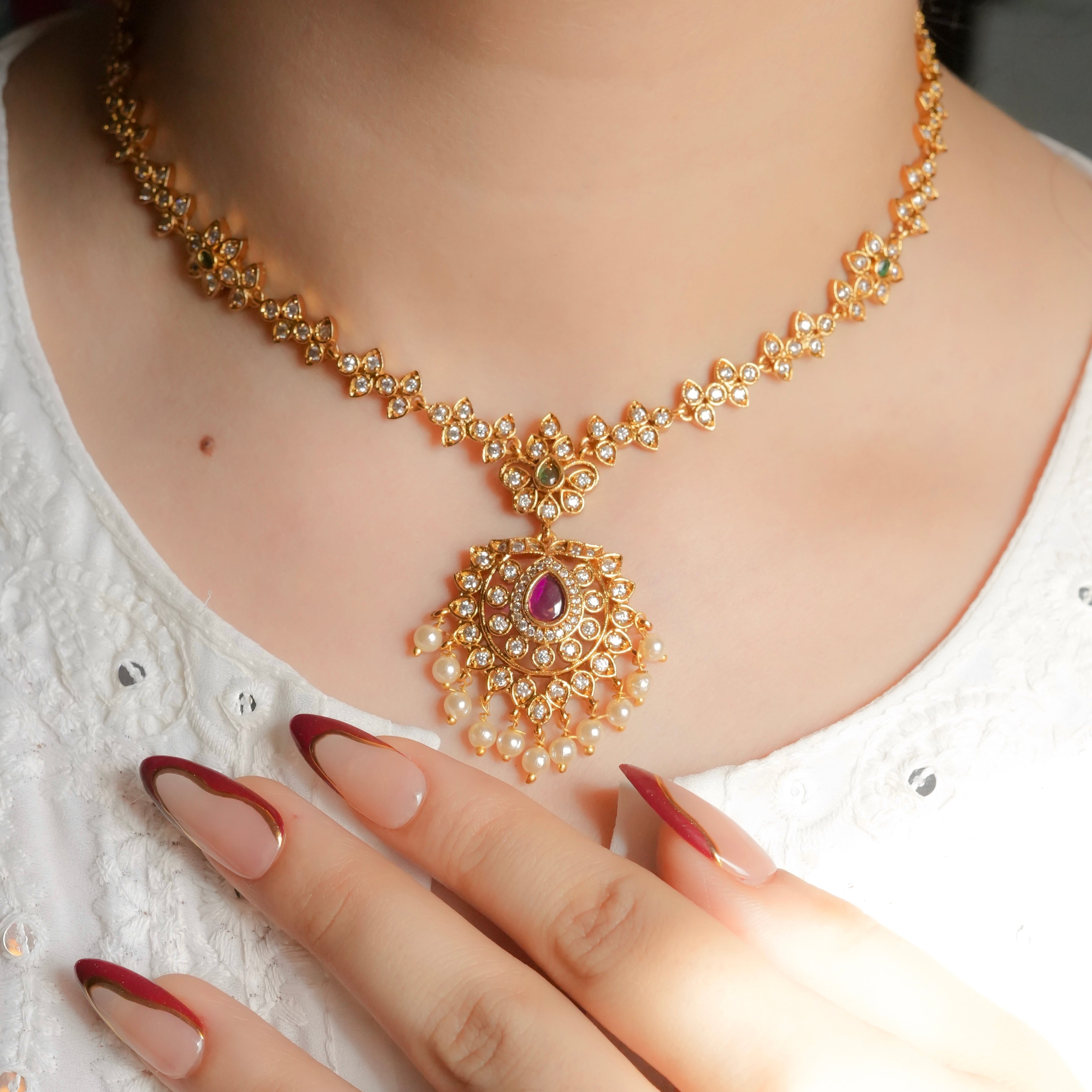 White Charm Necklace Set