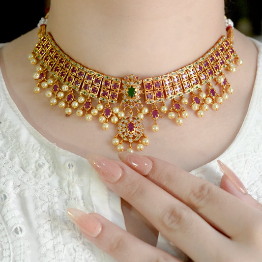 Regal Charm Necklace Set (Micro-Gold Plated)