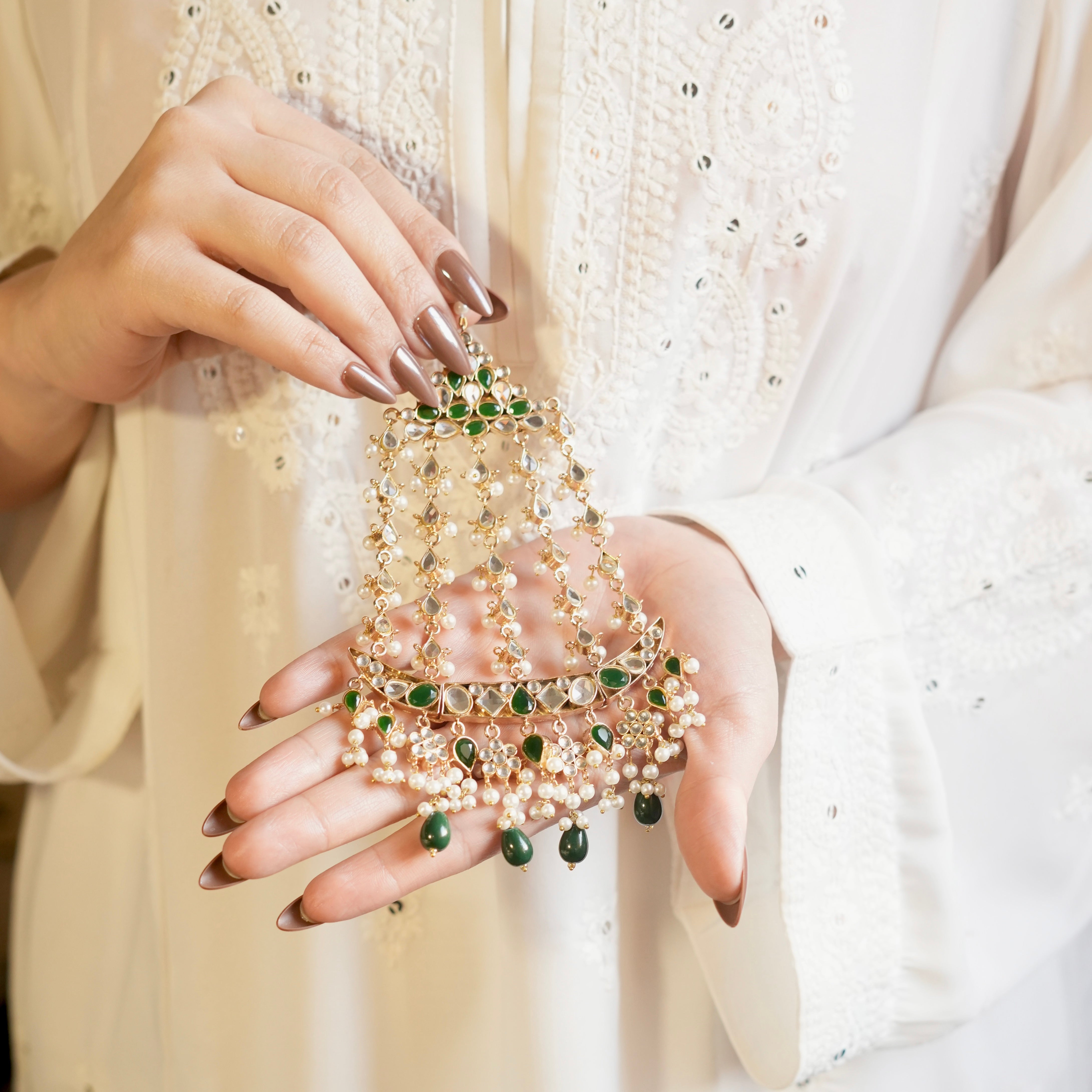 Jhumar Emerald Pearl