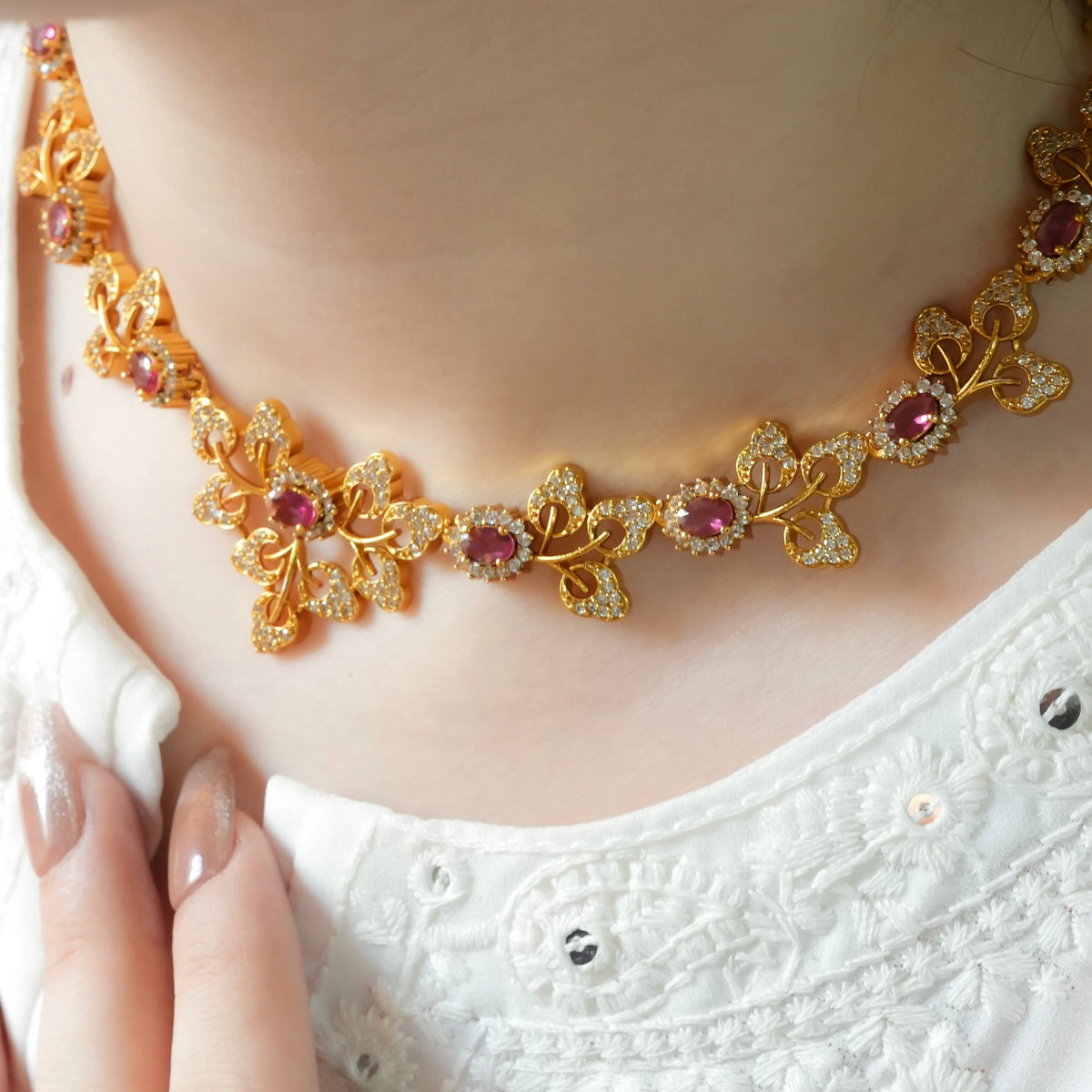 Petal Necklace Set(Pink)