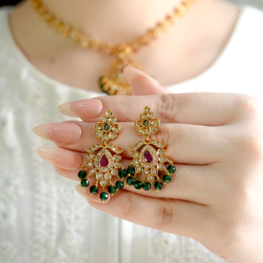 Emerald Charm Necklace Set
